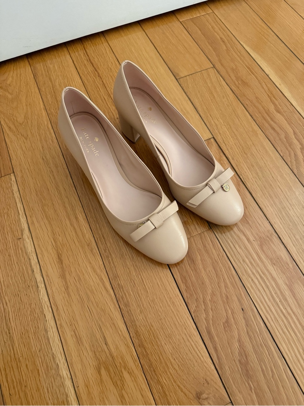 kate spade Nude Bow Block-Heel Pumps